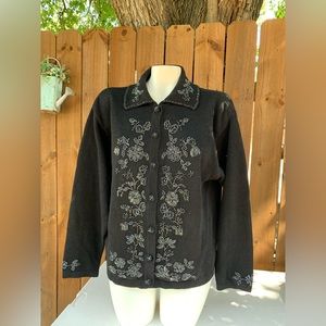 Vintage Victoria Jones embellished Cardigan sweater size Large.